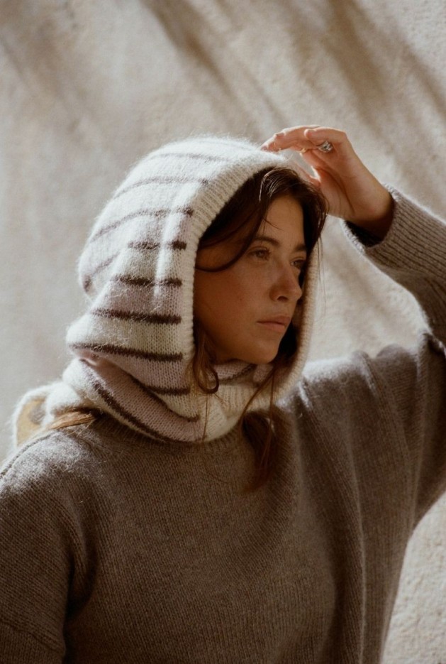 Cagoule Marguerite Rose en Mohair