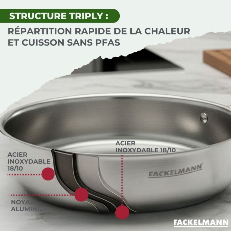 Sauteuse Vita3 en inox 18/10 - 24 cm