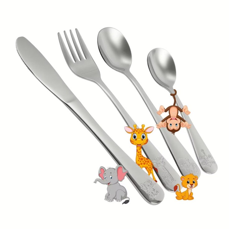 Couverts pour enfants Safari en inox - 4 pièces