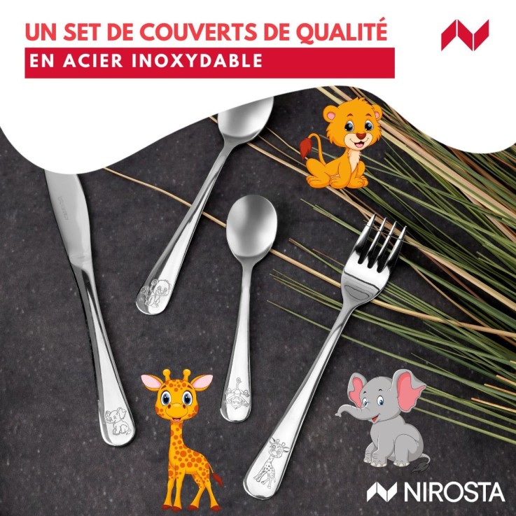 Couverts pour enfants Safari en inox - 4 pièces