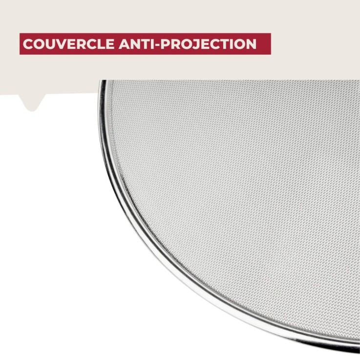 Couvercle anti-projections en inox - 29 cm