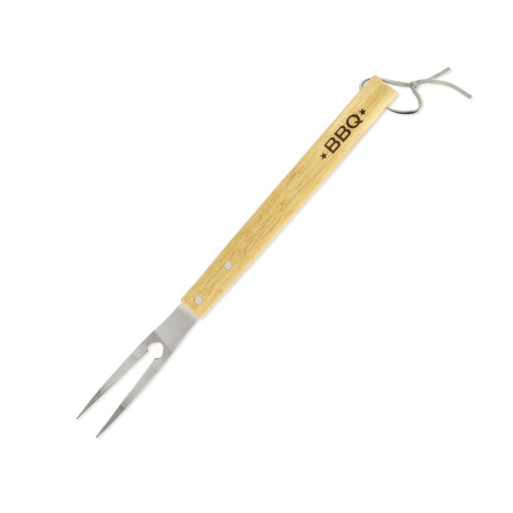 Fourchette à barbecue BBQ Edition en inox et bois d'hévéa - 42 cm
