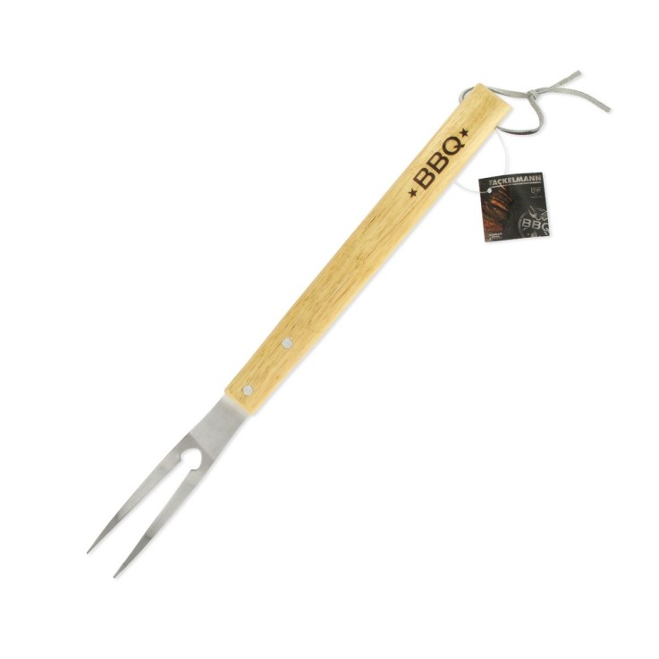 Fourchette à barbecue BBQ Edition en inox et bois d'hévéa - 42 cm
