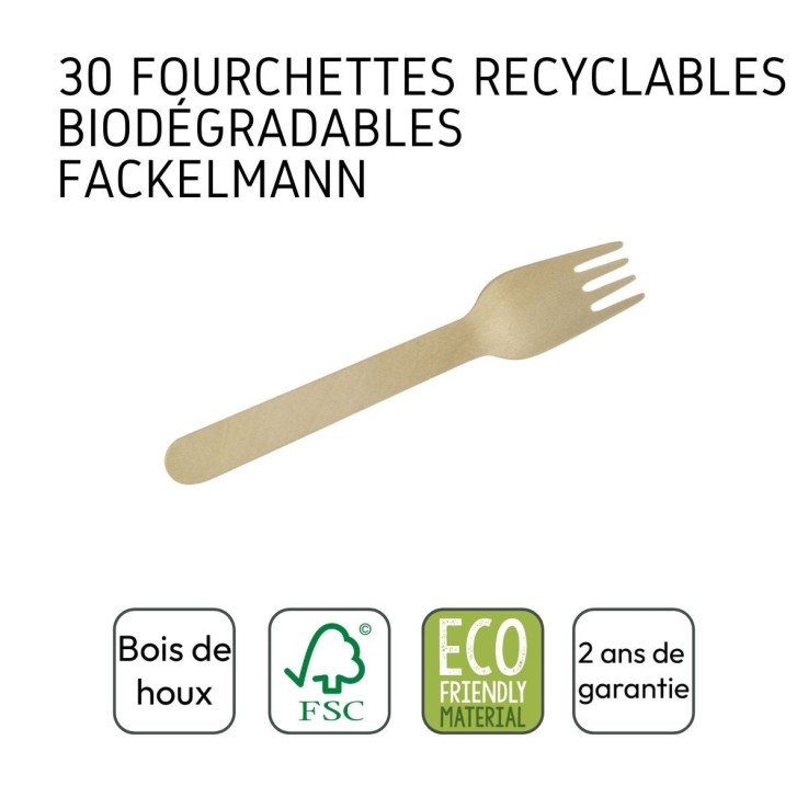 Lot de 30 fourchettes Move en bois certifié FSC - 16 cm