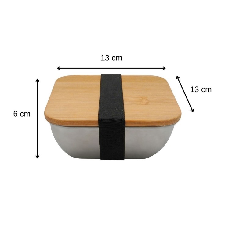 Lunchbox Move en inox et bambou - 13×13×6 cm - 600 ml