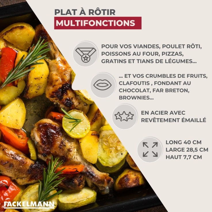 Plat à four en acier émaillé - 40,5 x 28,5 cm