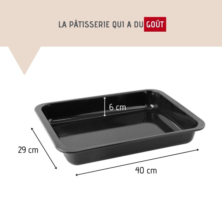 Plat à four Spécial Cooking en acier émaillé - 40 x 29 cm - 4,3 L - noir
