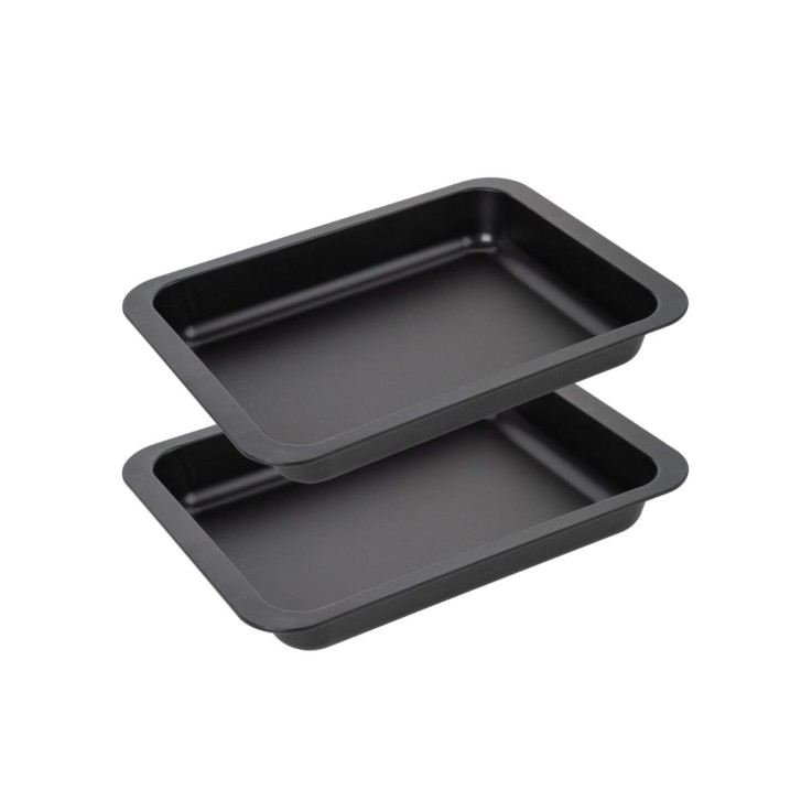 Lot de 2 plats à lasagnes Spécial Countries en acier revêtu - 36 x 27 cm - noir
