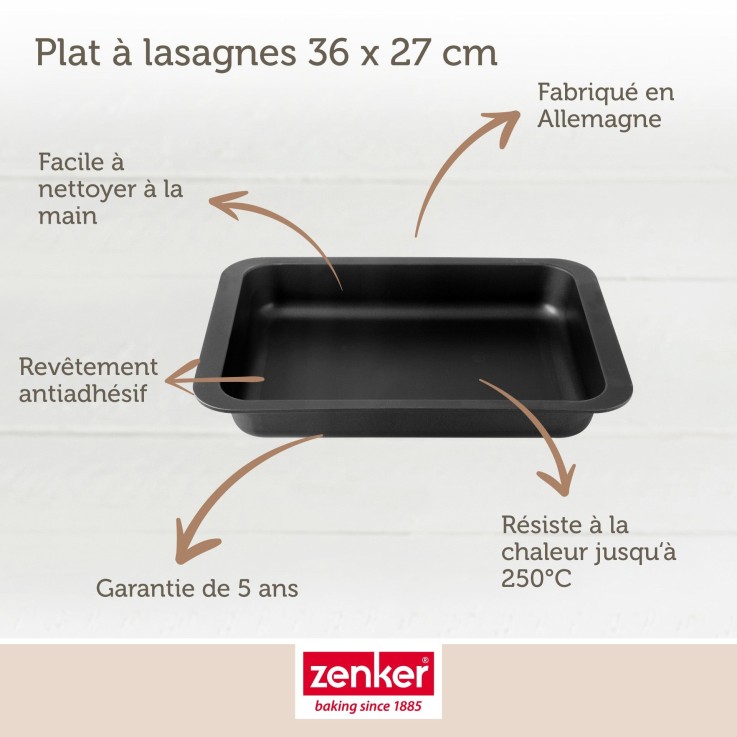 Lot de 2 plats à lasagnes Spécial Countries en acier revêtu - 36 x 27 cm - noir