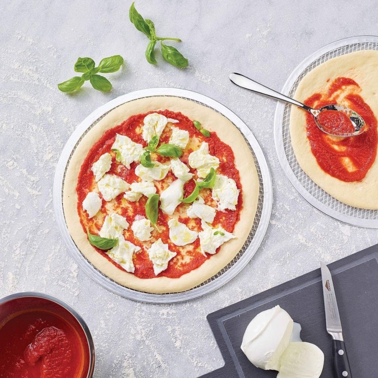 Plaque à pizza perforée en aluminium - 33 cm - grise