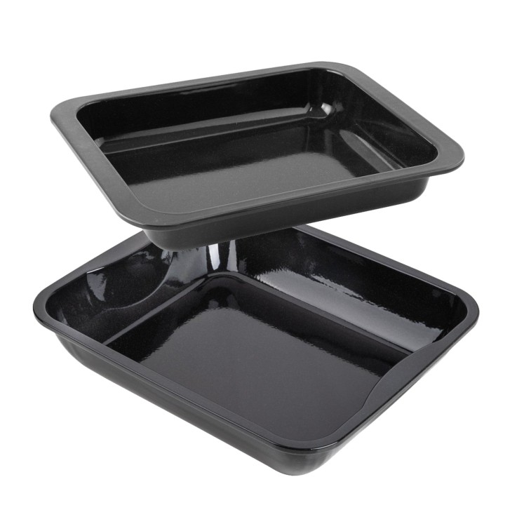 Lot de 2 plats à four Special Cooking en acier émaillé - 40 x 34 cm et 33 x 25 cm - noirs