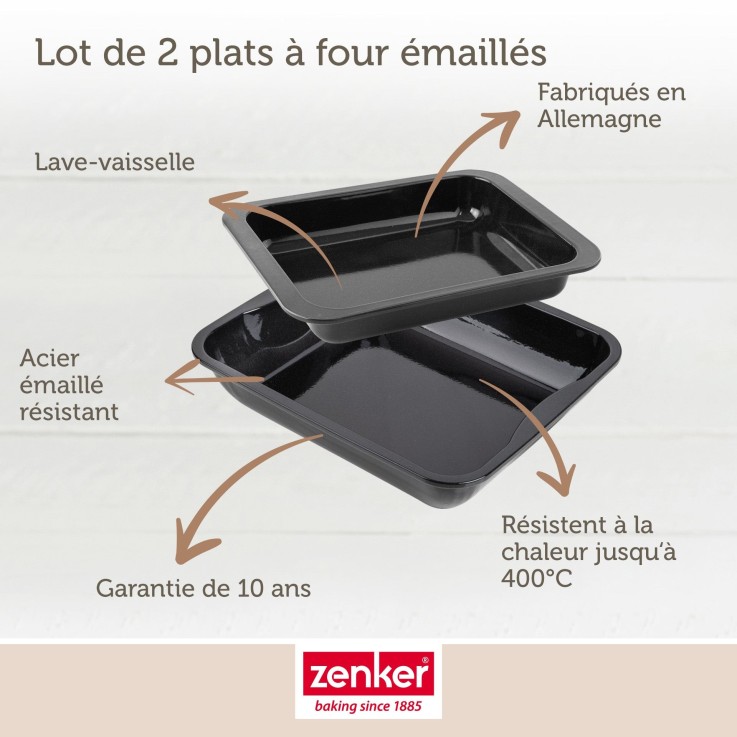 Lot de 2 plats à four Special Cooking en acier émaillé - 40 x 34 cm et 33 x 25 cm - noirs