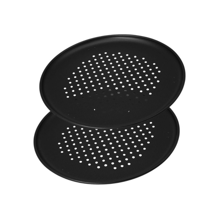 Lot de 2 plaques à pizza Special Countries en acier - 32 cm - noires