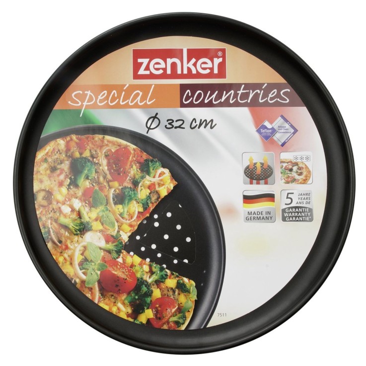 Lot de 2 plaques à pizza Special Countries en acier - 32 cm - noires