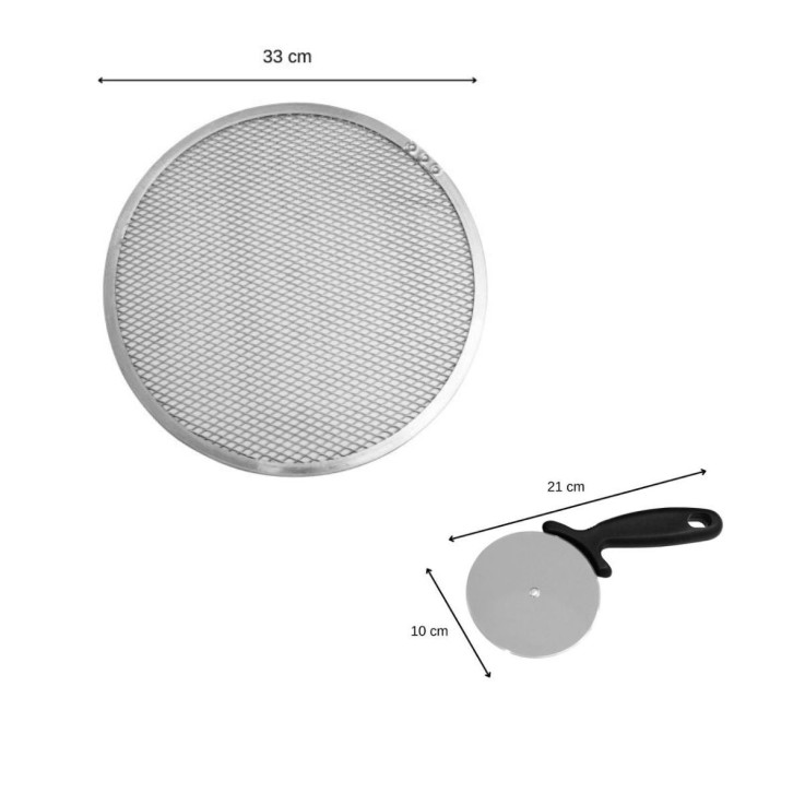 Plaque à pizza et roulette en aluminium et inox - 33 cm - noir