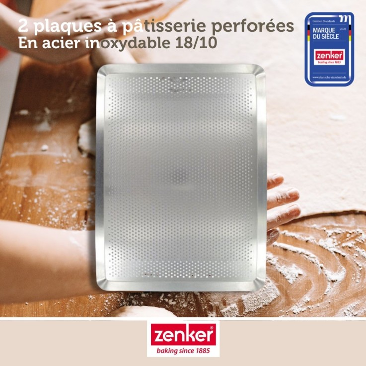 Lot de 2 plaques à pâtisserie perforées Special Cooking en inox - 40 x 30 cm