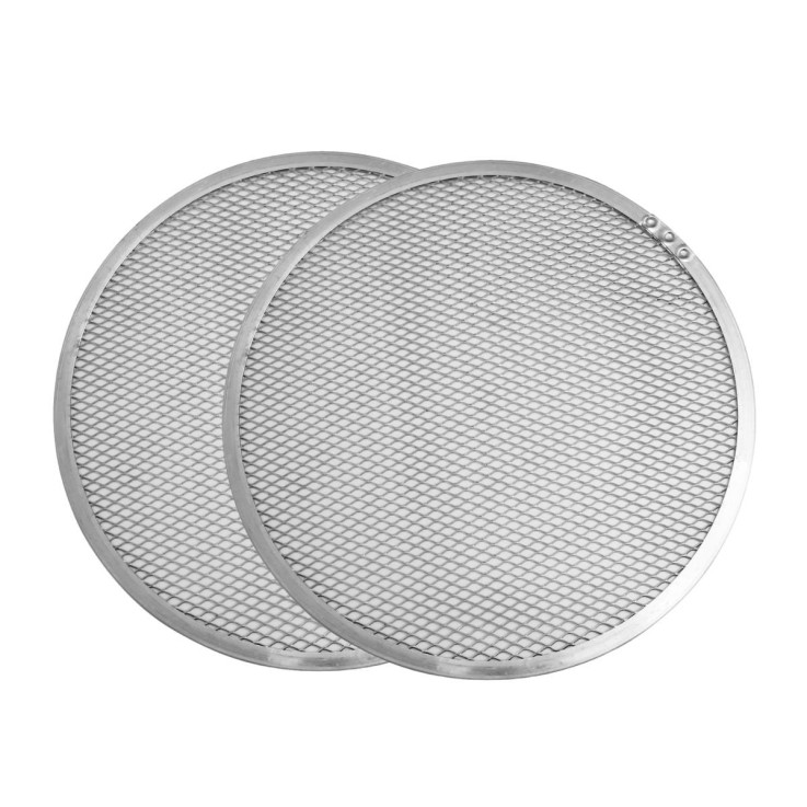 Lot de 2 plaques à pizza perforées en aluminium - 33 cm - grises