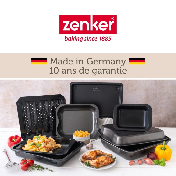 Lot de 2 plats à four en acier émaillé - 40×34×8 cm - 7,1 L - noir