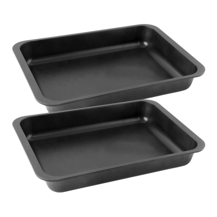 Lot de 2 plats à four Special Cooking en acier - 40 x 29 x 6 cm - 4,3 L - noir