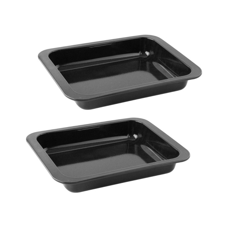 2 plats à four en acier émaillé - 33 x 25 cm - noir