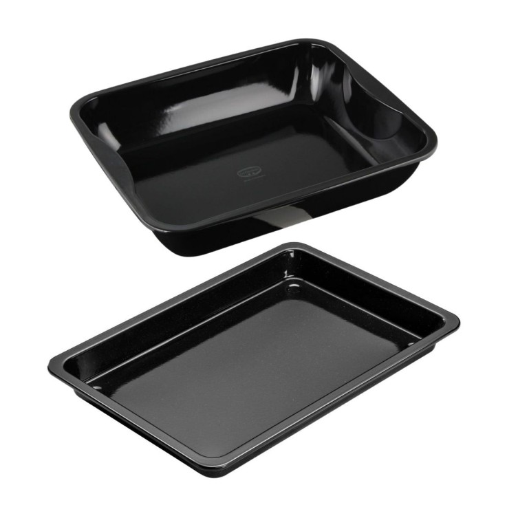 Plats à four et plaque de cuisson Back-Idee Kreativ en acier émaillé - 40 x 34 cm et 42 x 29 cm - noir