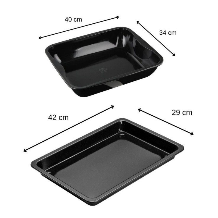 Plats à four et plaque de cuisson Back-Idee Kreativ en acier émaillé - 40 x 34 cm et 42 x 29 cm - noir