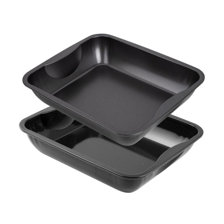 Duo de plats à four en acier - 40 x 34 cm - noirs