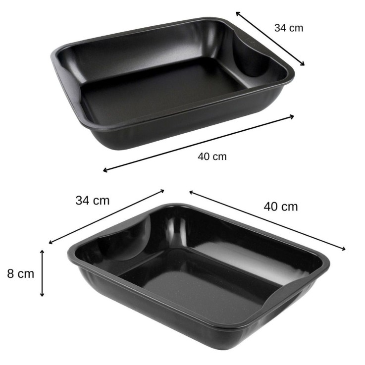Duo de plats à four en acier - 40 x 34 cm - noirs
