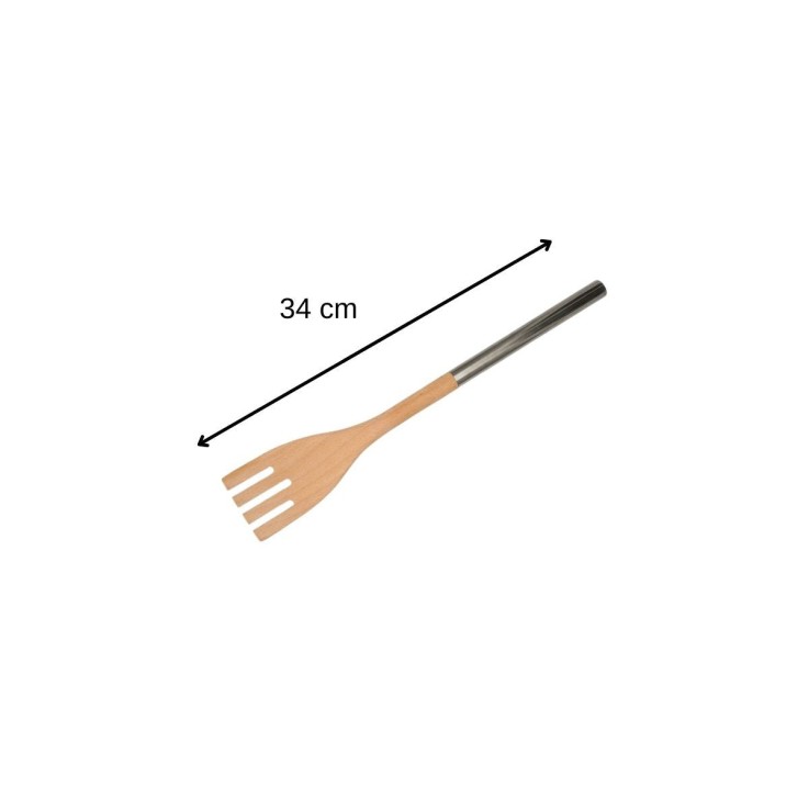 Lot de 2 cuillères ajourées en bois et inox - 34 cm