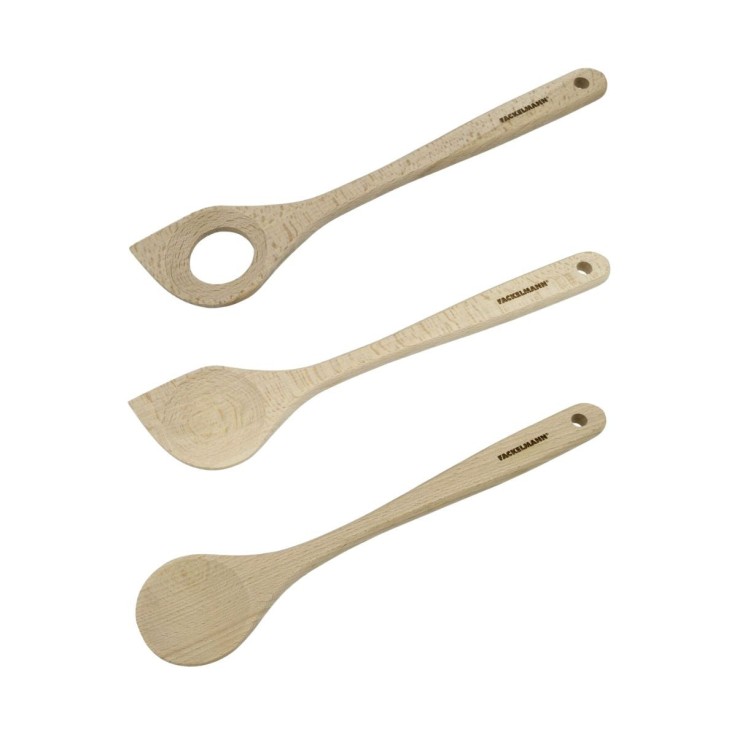 Lot de 3 cuillères de cuisine en bois certifié FSC - 30 cm