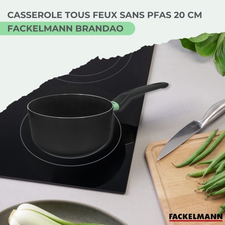 Casserole Brandao en aluminium recyclé - 20 cm - noire et vert amande