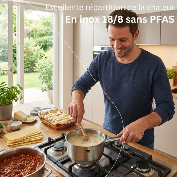 Casserole Profi Cuisine en inox - 20 cm - 2,2 L