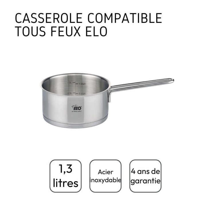 Casserole Citrin en inox - 16 cm - 1,3 L - grise