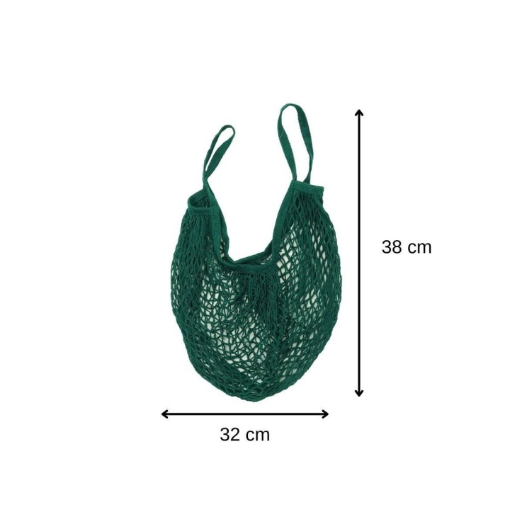 Filets de courses en coton avec poignées - lot de 3 - vert foncé