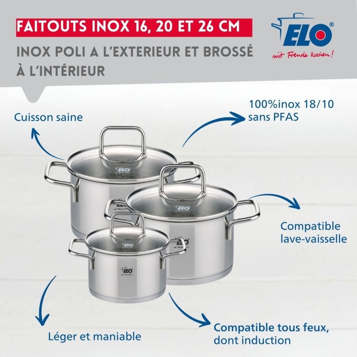 Set de 3 faitouts Citrin en inox - 16, 20 et 26 cm