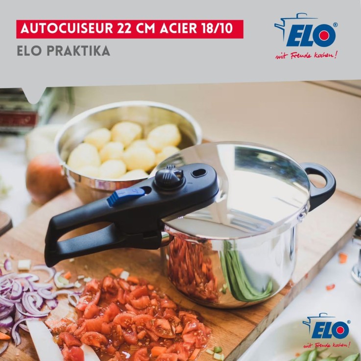 Autocuiseur vapeur en acier inoxydable 18/10 22 cm 4 litres Elo Praktika