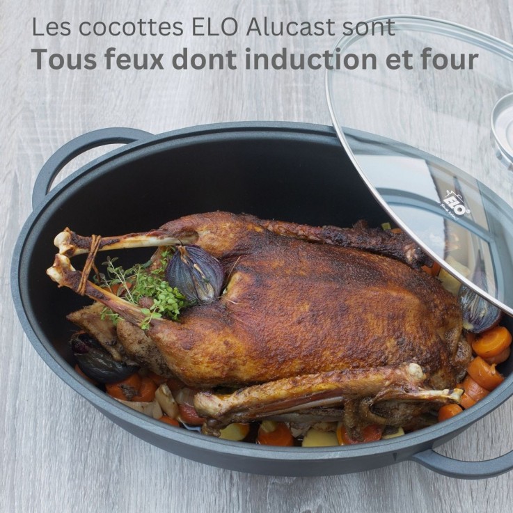 Cocotte Alucast en fonte d'aluminium - 38 x 25 cm - 7 L - noire