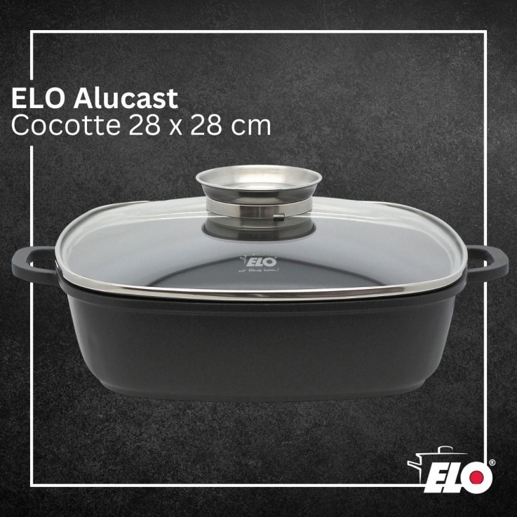 Cocotte Alucast en fonte d'aluminium - 28 x 28 cm - 3,6 L - noire