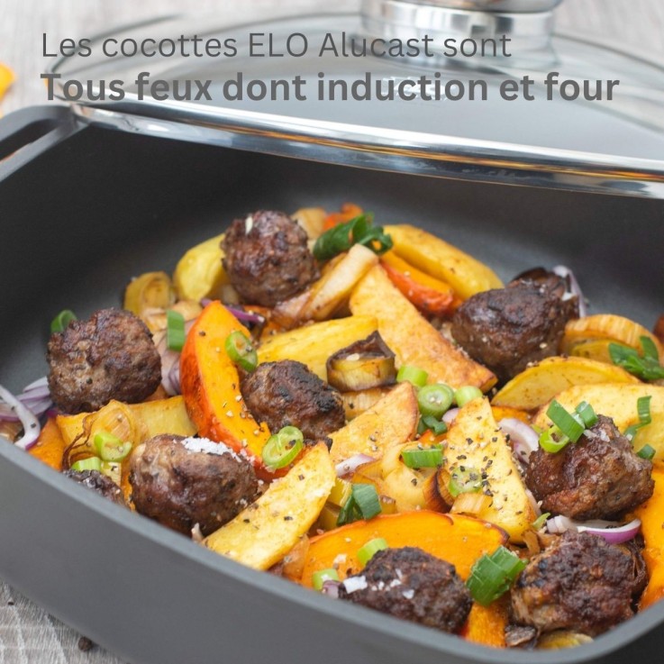 Cocotte Alucast en fonte d'aluminium - 28 x 28 cm - 3,6 L - noire