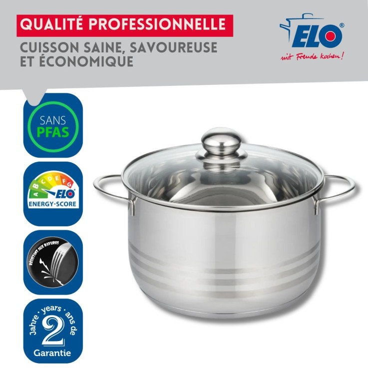 Faitout haut Brillant en inox - 24 cm - 5,4 L