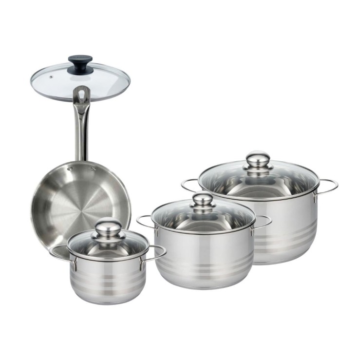 Batterie de cuisine Eterna en inox et verre - 16, 20 et 24 cm