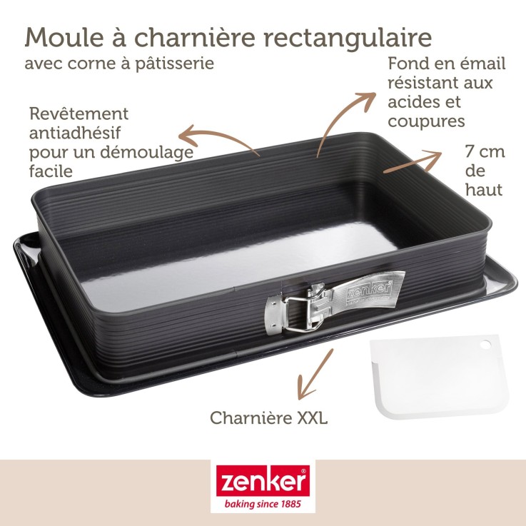 Moule à charnière rectangulaire en acier émaillé - 38 x 25 cm - noir