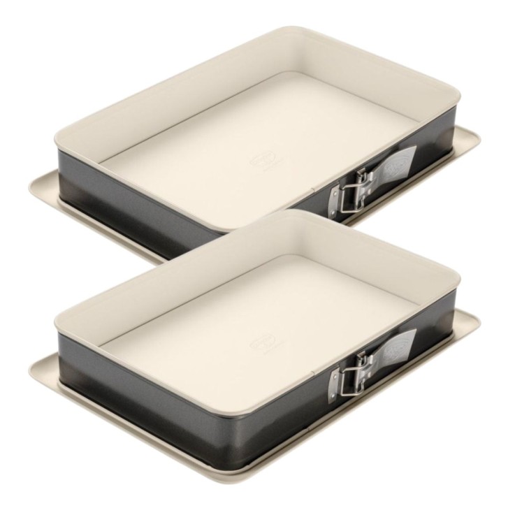 Lot de 2 moules à charnière rectangulaires Back-Trend en inox - 38 x 25 cm
