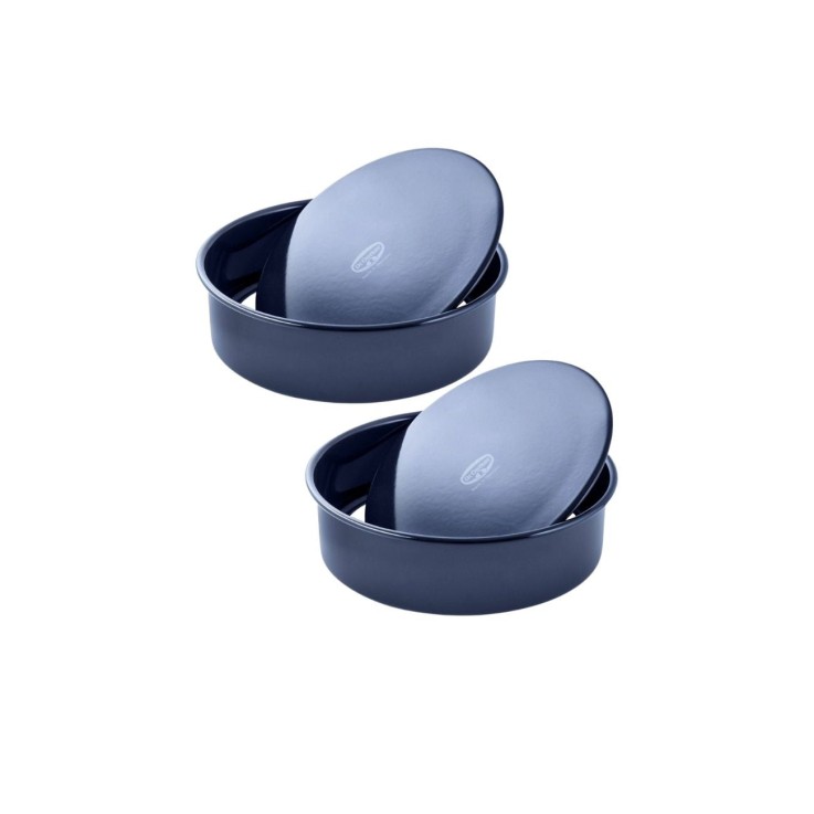 Lot de 2 moules à manqué Back-Liebe en acier émaillé à fond amovible