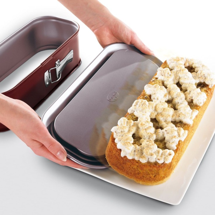 Lot de 2 moules à cake à charnière Back-Liebe Bicolor en inox - 30 x 12 cm - bordeaux