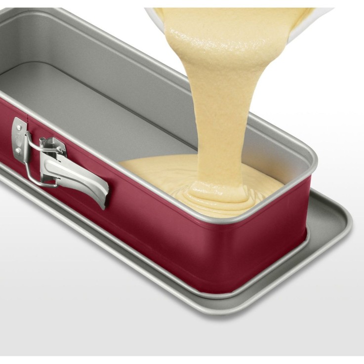 Lot de 2 moules à cake à charnière Back-Liebe Bicolor en inox - 30 x 12 cm - bordeaux
