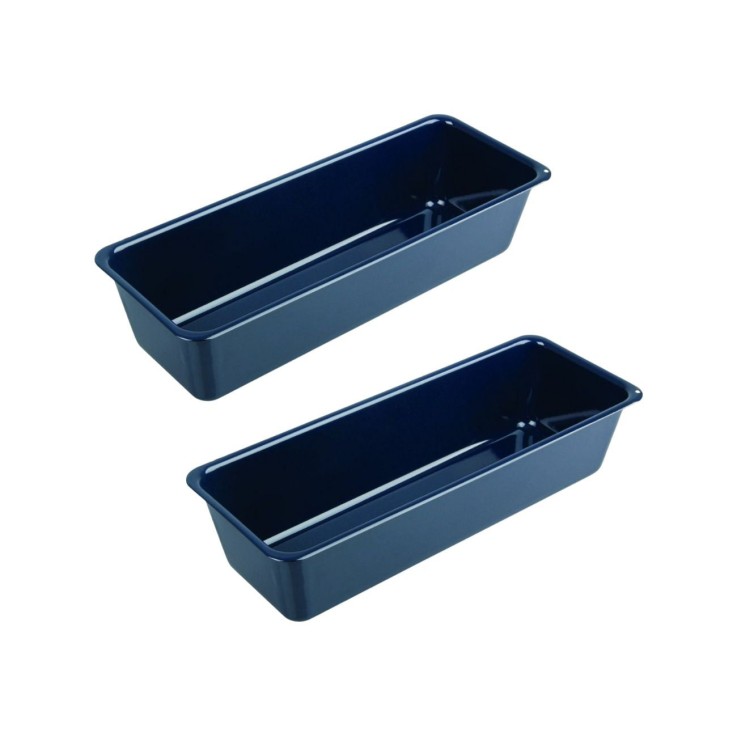 Lot de 2 moules à cake Back-Liebe en acier émaillé - 35 cm - bleu
