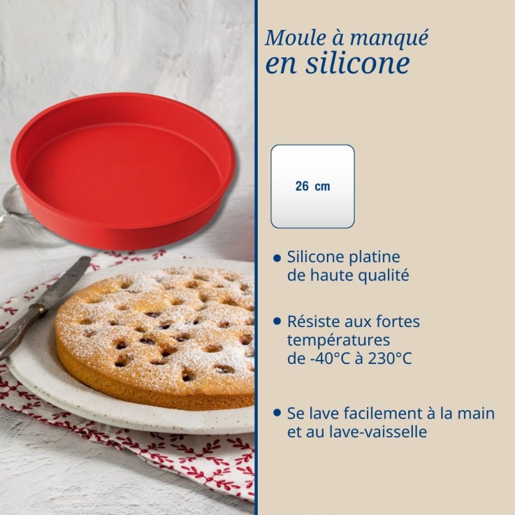 Lot de 2 moules à manqué Flexxibel Love en silicone - 26 cm - rouge