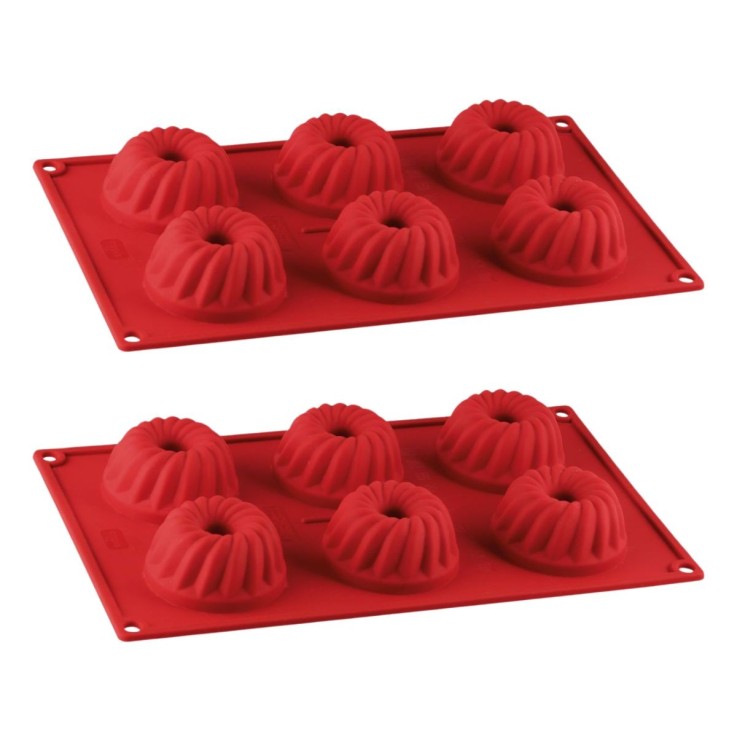 Moules à kougelhopf Flexxibel Love en silicone - 30 x 17,5 cm - rouges
