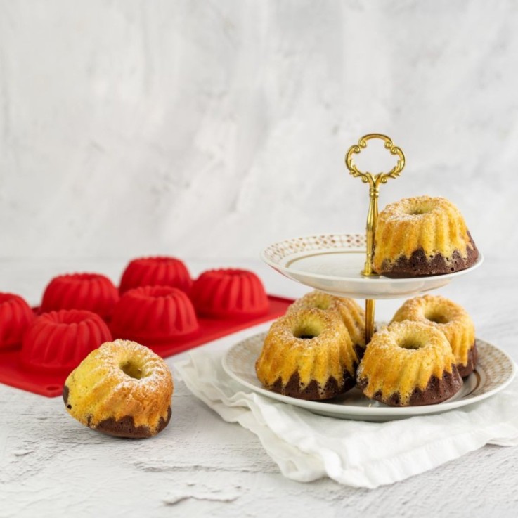 Moules à kougelhopf Flexxibel Love en silicone - 30 x 17,5 cm - rouges